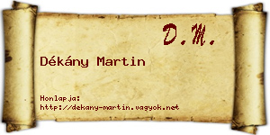 Dékány Martin névjegykártya